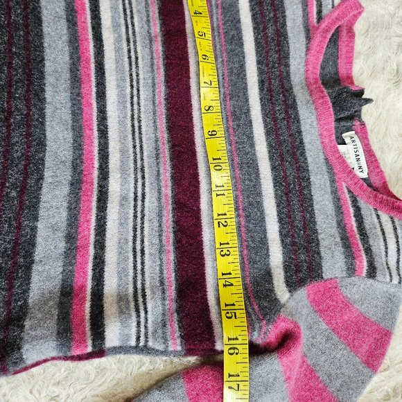 Artisan NY Women's Multi Colour Merino Wool Striped Sweater M - Picture 4 of 8